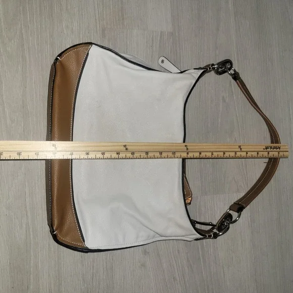 Tignanello Leather Hobo Shoulder Bag White Brown Contrast Stitching contemporary - Picture 9 of 9